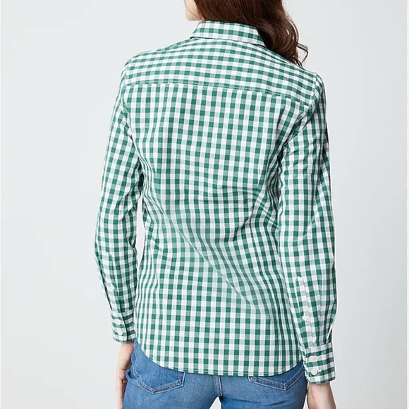 J. Crew Factory Button Up Shirt Long Sleeves Lightweight Green Gingham XS - Picture 2 of 9
